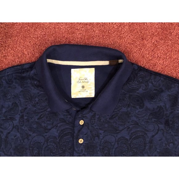 Men’s Size L Tasso Elba Island Blue Paisley Polo Shirt UPF Sun Protection VGC - Picture 2 of 3